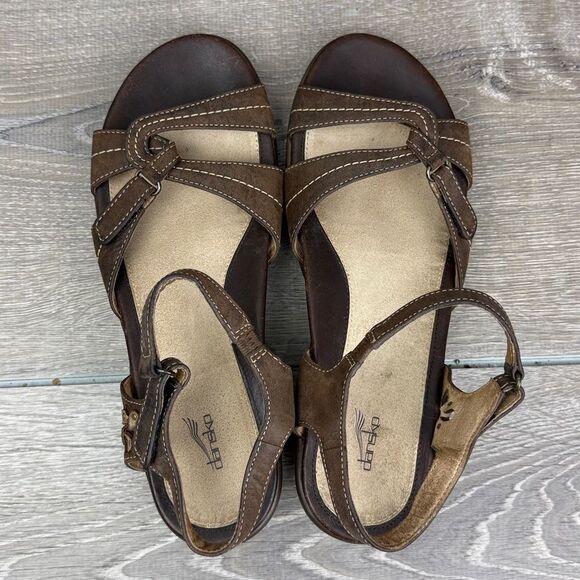 Dansko Caroline Women’s Sz 9.5-10/EU 40 Brown Leather Slingback Floral Sandals - Picture 5 of 10